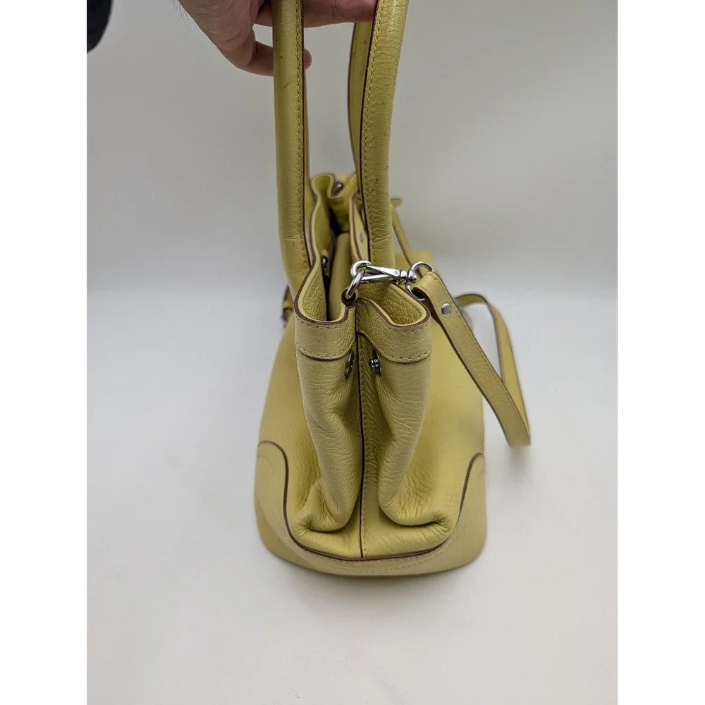 Lauren Ralph Lauren Satchel Bag Womens Medium Yellow Leather Shoulder Purse